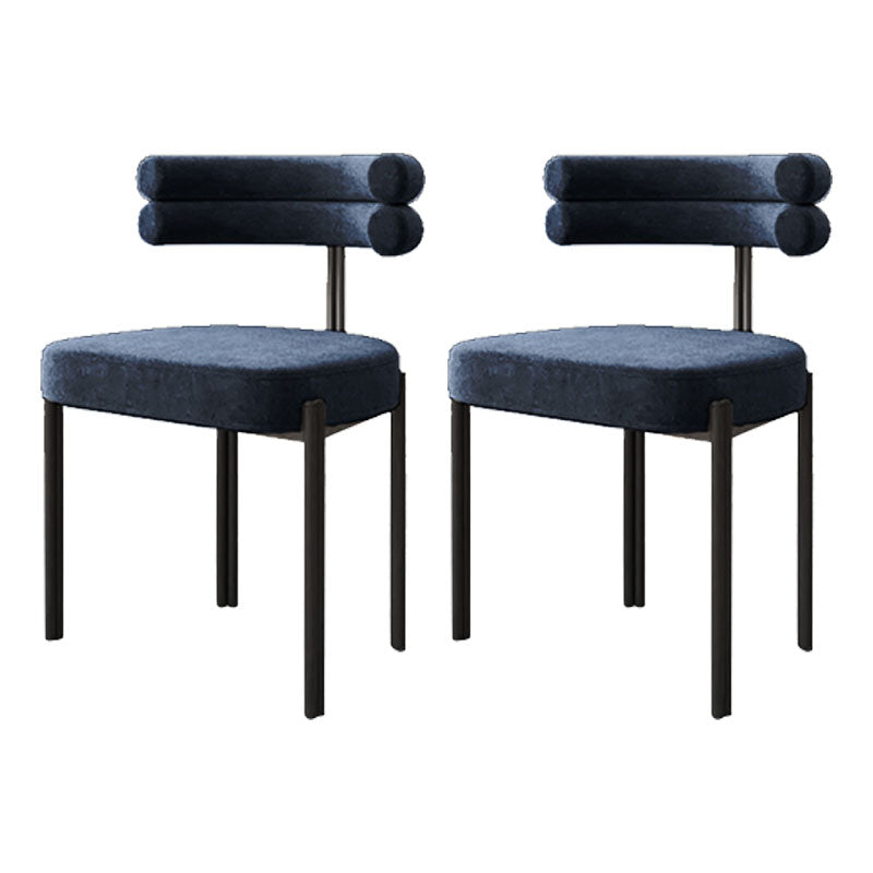 Silla sin brazos de comedor de metal moderno, silla lateral de comedor de terciopelo para uso en restaurantes