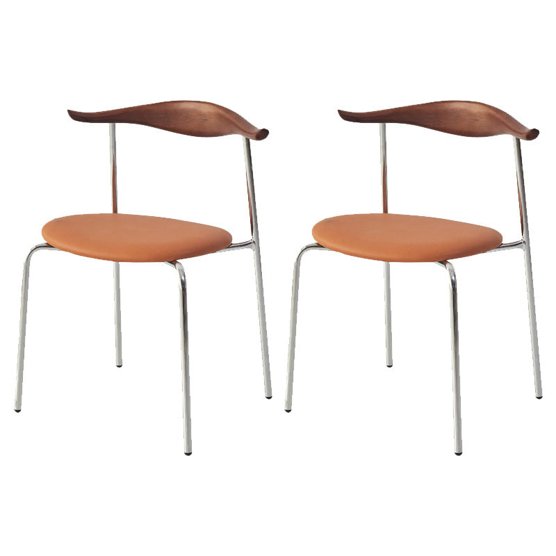 Silla sin brazos de comedor de metal moderno, silla lateral de comedor de cuero sintético para uso en restaurantes