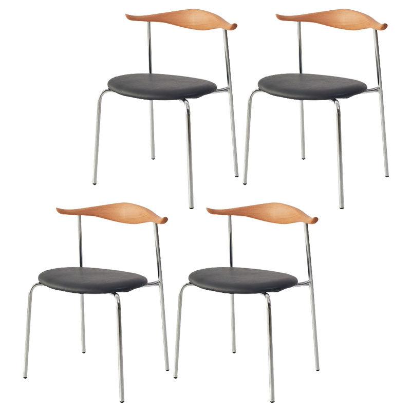 Silla sin brazos de comedor de metal moderno, silla lateral de comedor de cuero sintético para uso en restaurantes