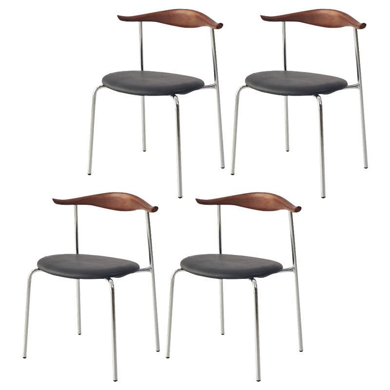 Silla sin brazos de comedor de metal moderno, silla lateral de comedor de cuero sintético para uso en restaurantes