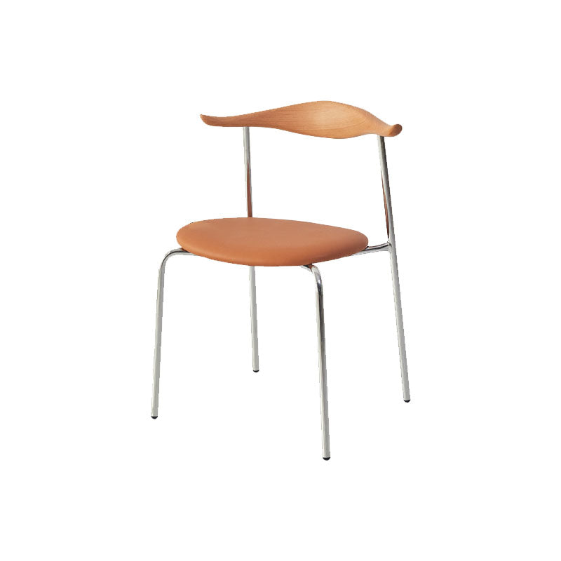 Silla sin brazos de comedor de metal moderno, silla lateral de comedor de cuero sintético para uso en restaurantes