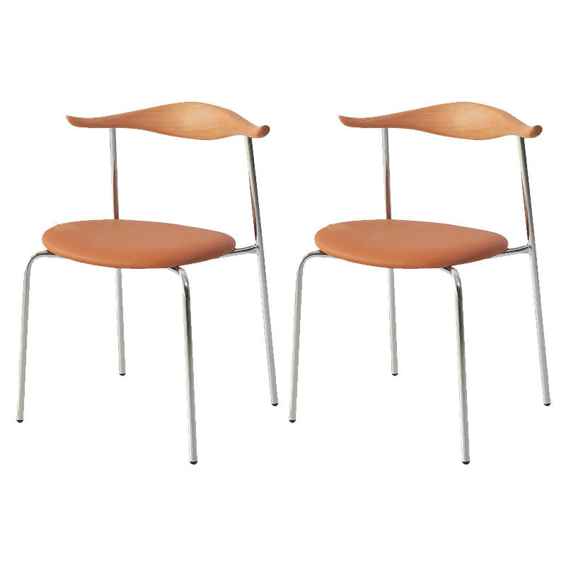 Silla sin brazos de comedor de metal moderno, silla lateral de comedor de cuero sintético para uso en restaurantes