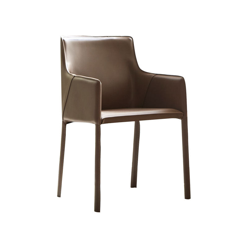 Leather Metal Modern Indoor-Outdoor Chair Dining Room Solid Back Chair