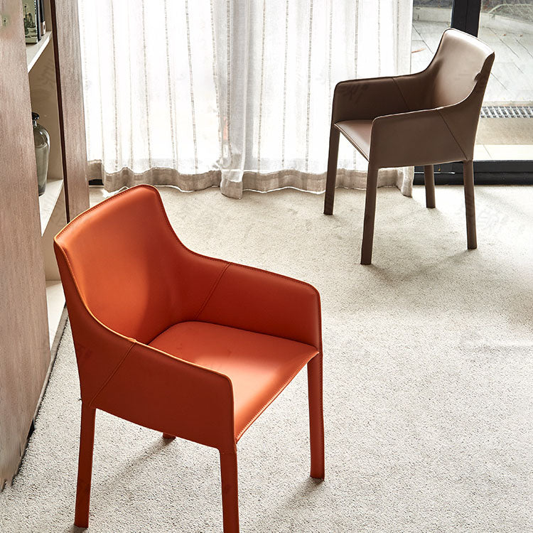 Leather Metal Modern Indoor-Outdoor Chair Dining Room Solid Back Chair