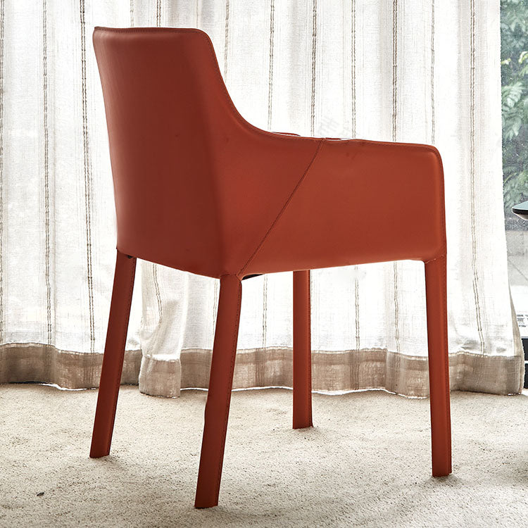Leather Metal Modern Indoor-Outdoor Chair Dining Room Solid Back Chair