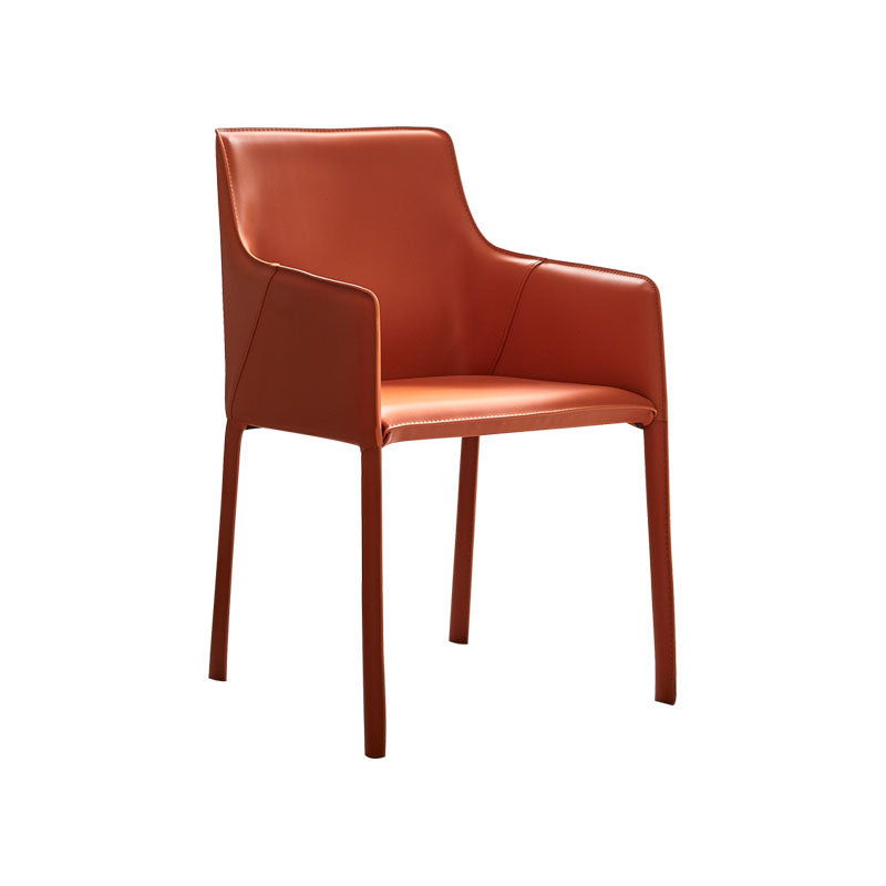 Leather Metal Modern Indoor-Outdoor Chair Dining Room Solid Back Chair