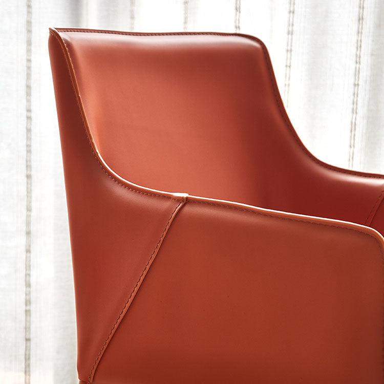 Leather Metal Modern Indoor-Outdoor Chair Dining Room Solid Back Chair