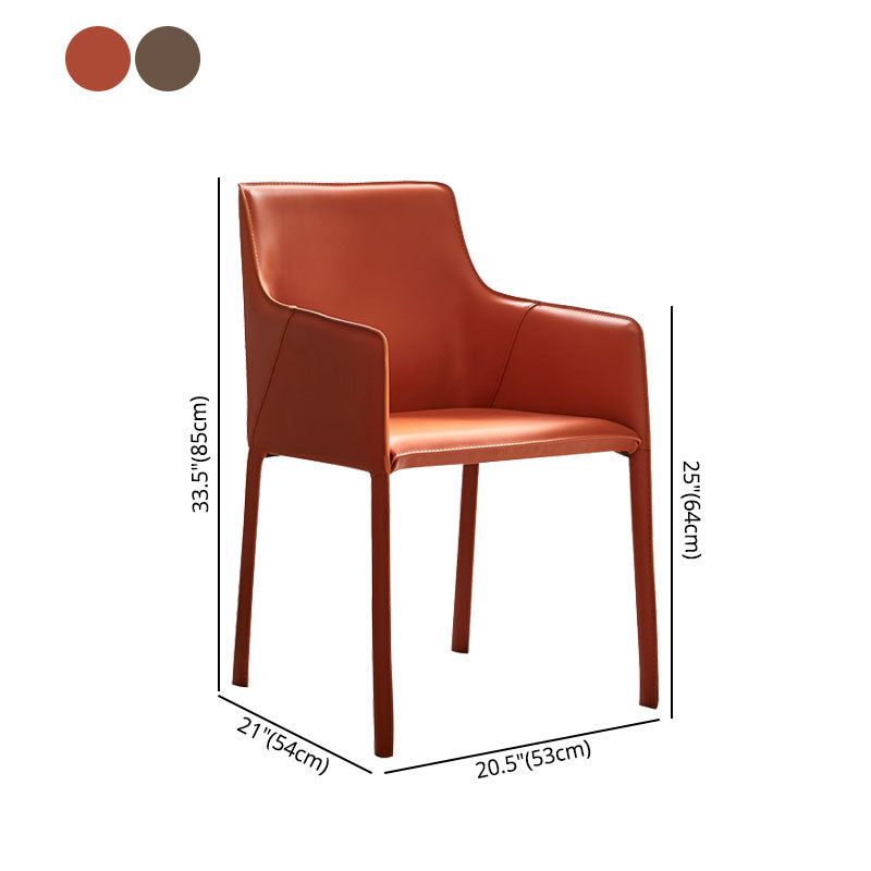 Leather Metal Modern Indoor-Outdoor Chair Dining Room Solid Back Chair
