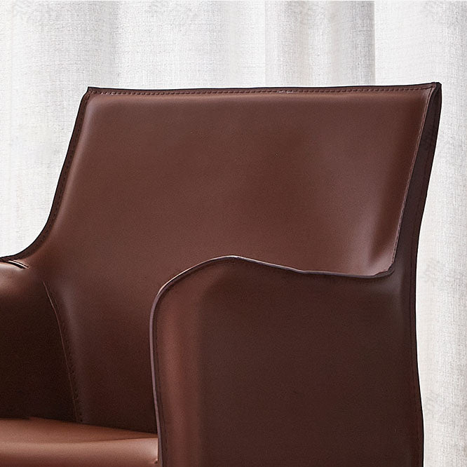 Silla moderna de metal de cuero para interiores y exteriores, sillón con respaldo sólido para comedor