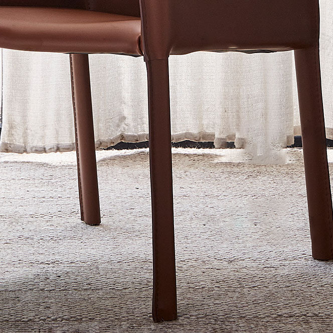 Silla moderna de metal de cuero para interiores y exteriores, sillón con respaldo sólido para comedor