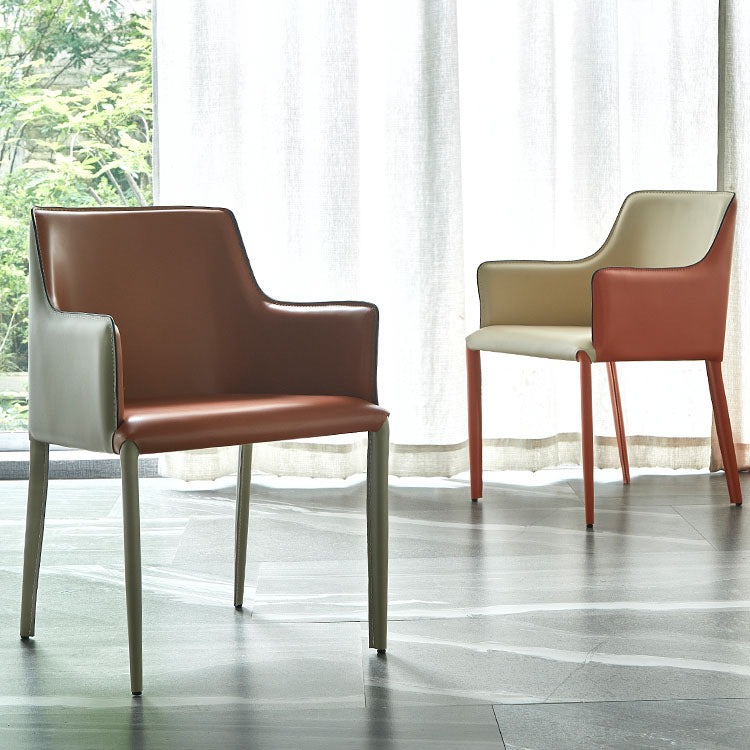 Comedor Silla de comedor contemporánea de cuero Silla con respaldo sólido con brazo