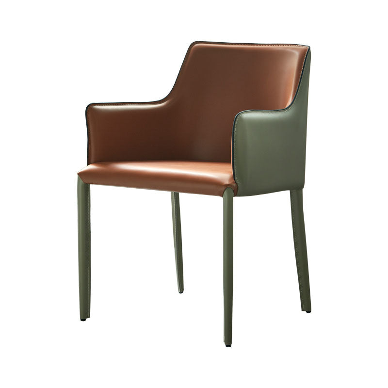Comedor Silla de comedor contemporánea de cuero Silla con respaldo sólido con brazo