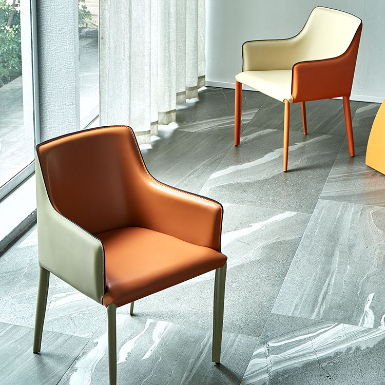 Comedor Silla de comedor contemporánea de cuero Silla con respaldo sólido con brazo