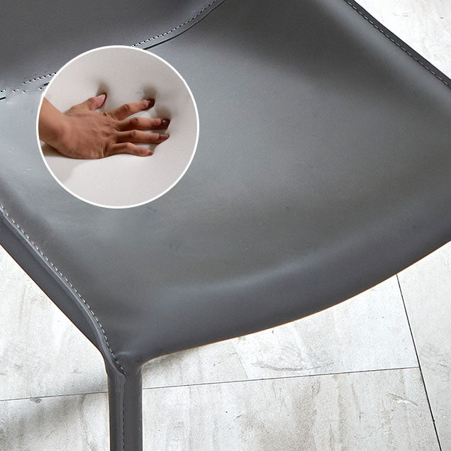 Silla de comedor de cuero moderna para interiores y exteriores, silla con respaldo sólido sin brazos