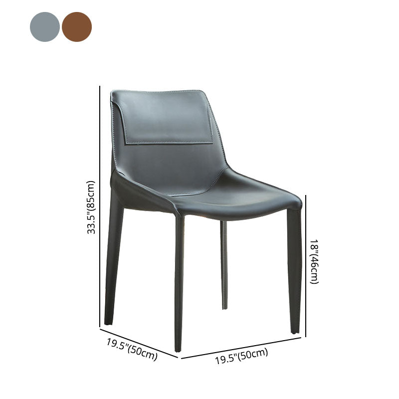 Silla de comedor de cuero moderna para interiores y exteriores, silla con respaldo sólido sin brazos