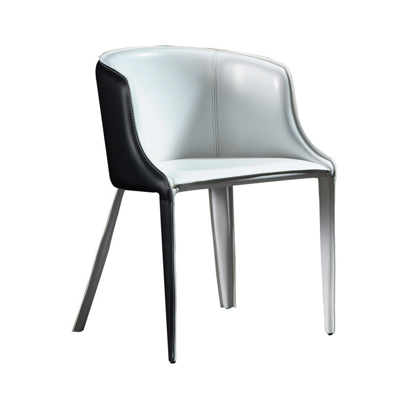 Silla de comedor contemporánea de cuero Silla de comedor de metal con respaldo sólido con brazo