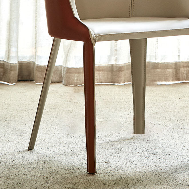 Silla de comedor contemporánea de cuero Silla de comedor de metal con respaldo sólido con brazo