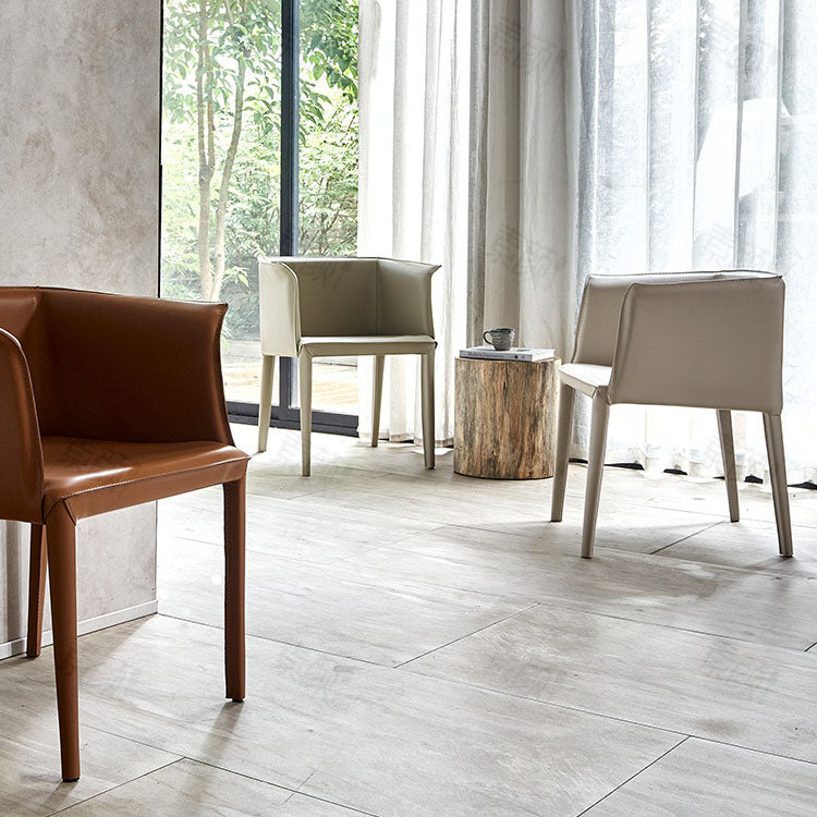 Silla de comedor moderna de cuero para restaurante Silla de comedor con respaldo sólido