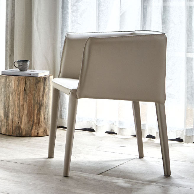 Silla de comedor moderna de cuero para restaurante Silla de comedor con respaldo sólido