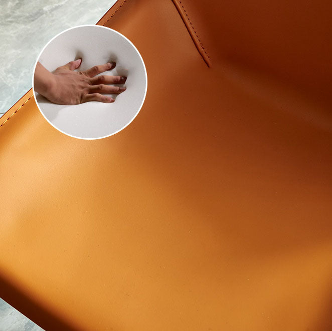 Silla de comedor contemporánea de cuero y metal Silla con respaldo sólido de comedor con brazo