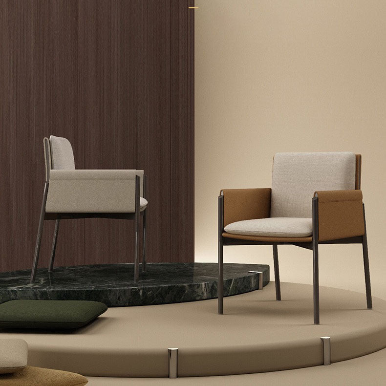 Silla de comedor tapizada con respaldo sólido de restaurante estilo diseñador