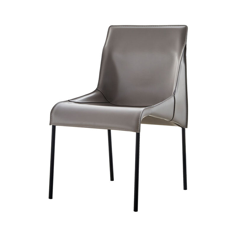 Silla de comedor contemporánea de cuero Restaurante Silla con respaldo sólido con brazo