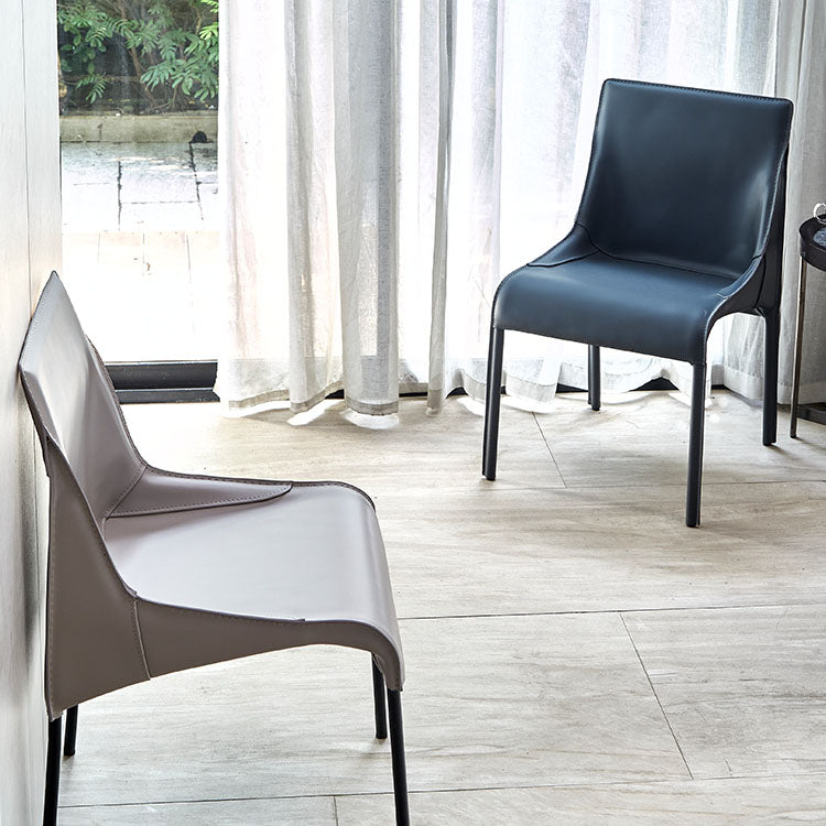Silla de comedor contemporánea de cuero Restaurante Silla con respaldo sólido con brazo