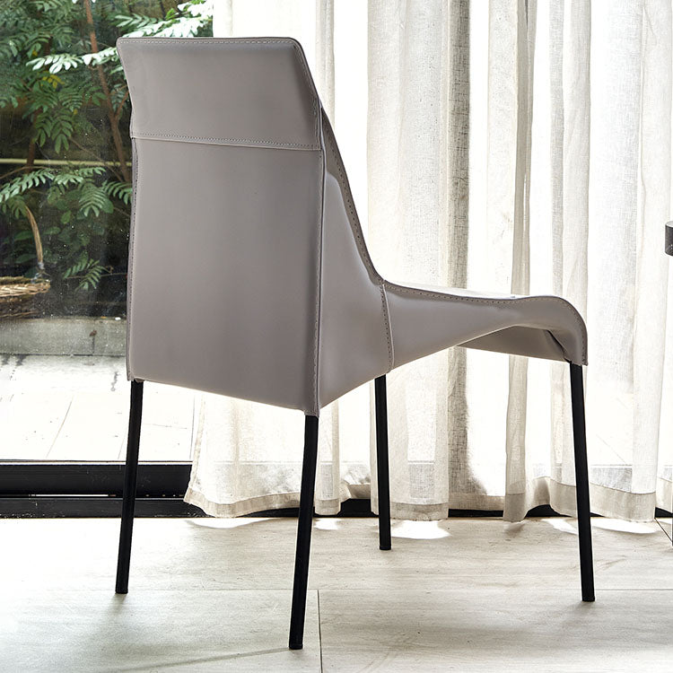 Silla de comedor contemporánea de cuero Restaurante Silla con respaldo sólido con brazo