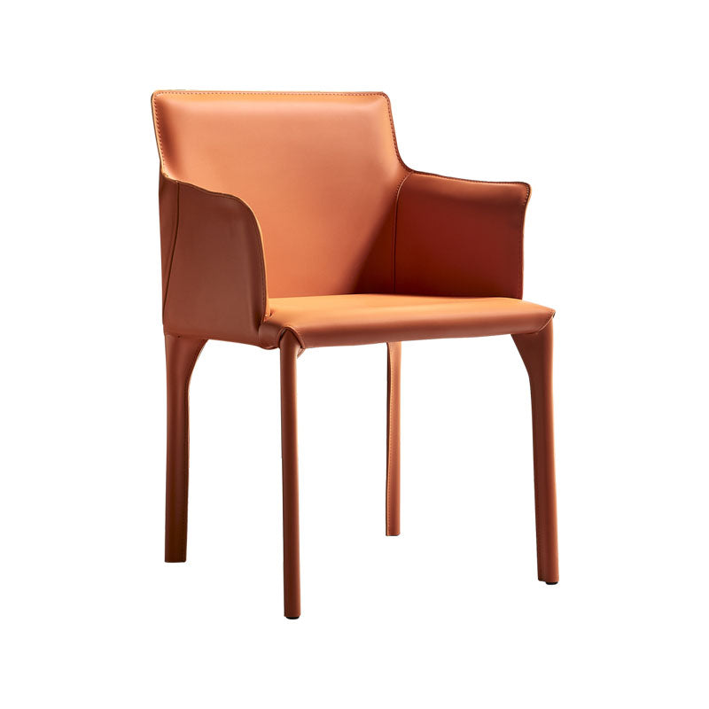 Comedor Silla de comedor contemporánea Silla con respaldo sólido de cuero con brazo