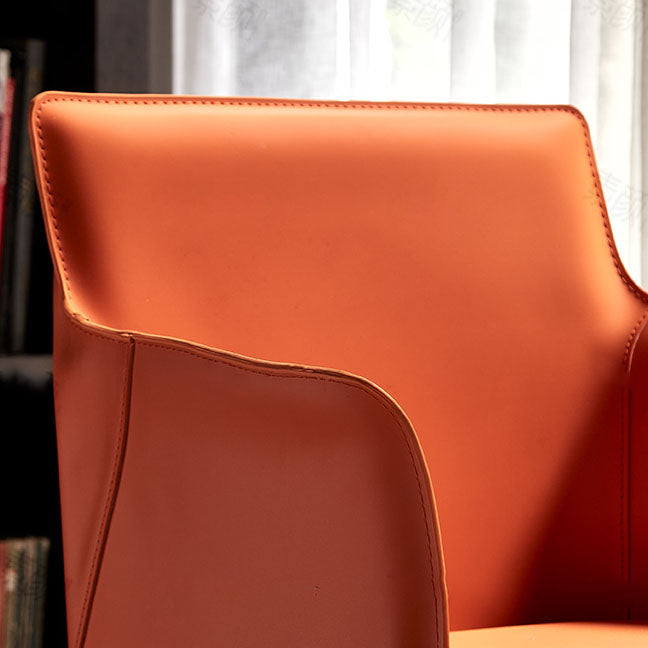 Comedor Silla de comedor contemporánea Silla con respaldo sólido de cuero con brazo