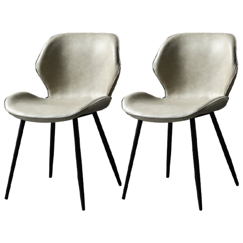 Silla de comedor de metal contemporánea, silla sin brazos con respaldo para uso doméstico