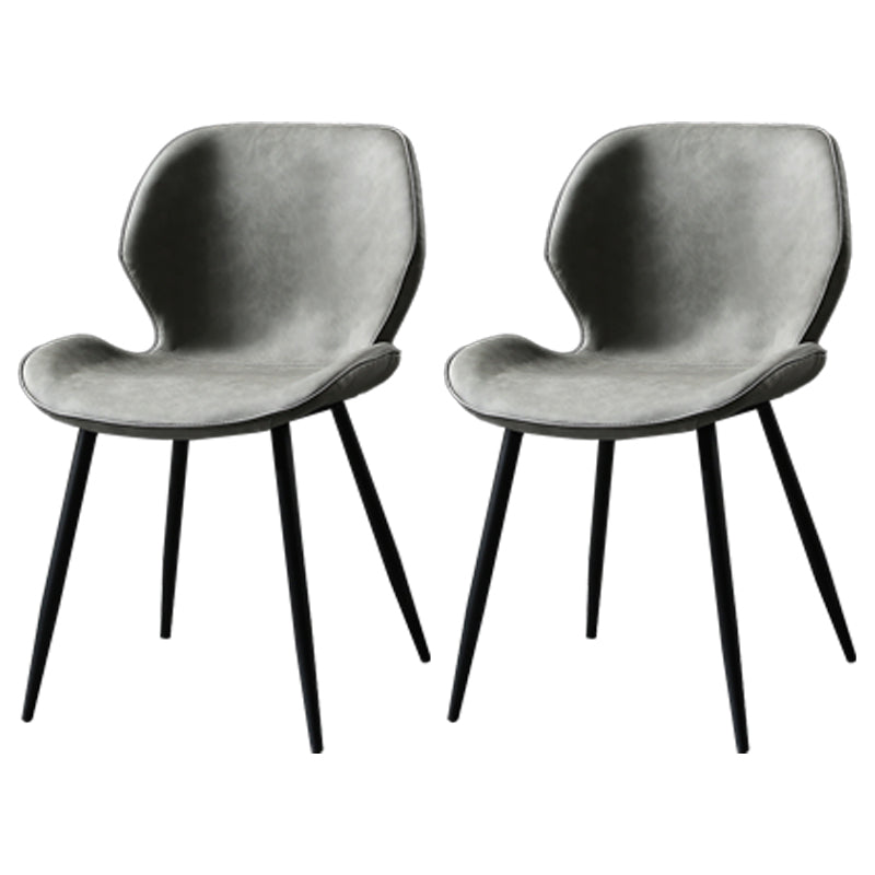 Silla de comedor de metal contemporánea, silla sin brazos con respaldo para uso doméstico
