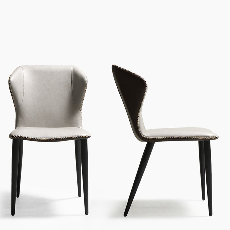 Sillas de comedor estilo moderno Sillas orejeras sin brazos para cocina con patas de metal