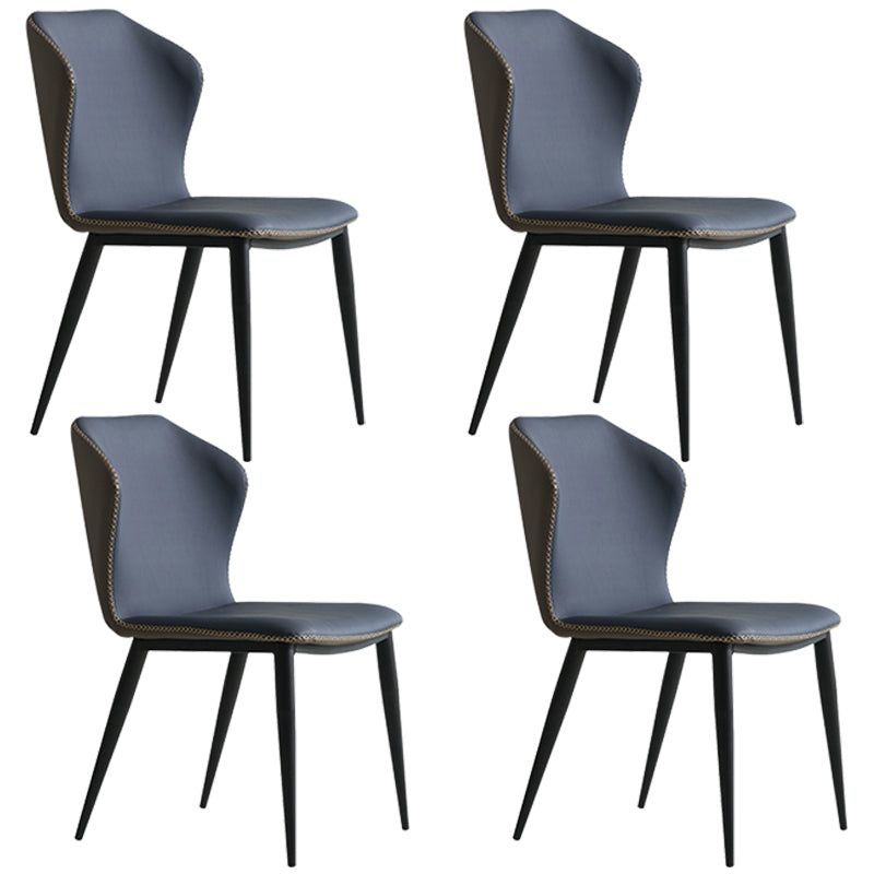 Sillas de comedor estilo moderno Sillas orejeras sin brazos para cocina con patas de metal