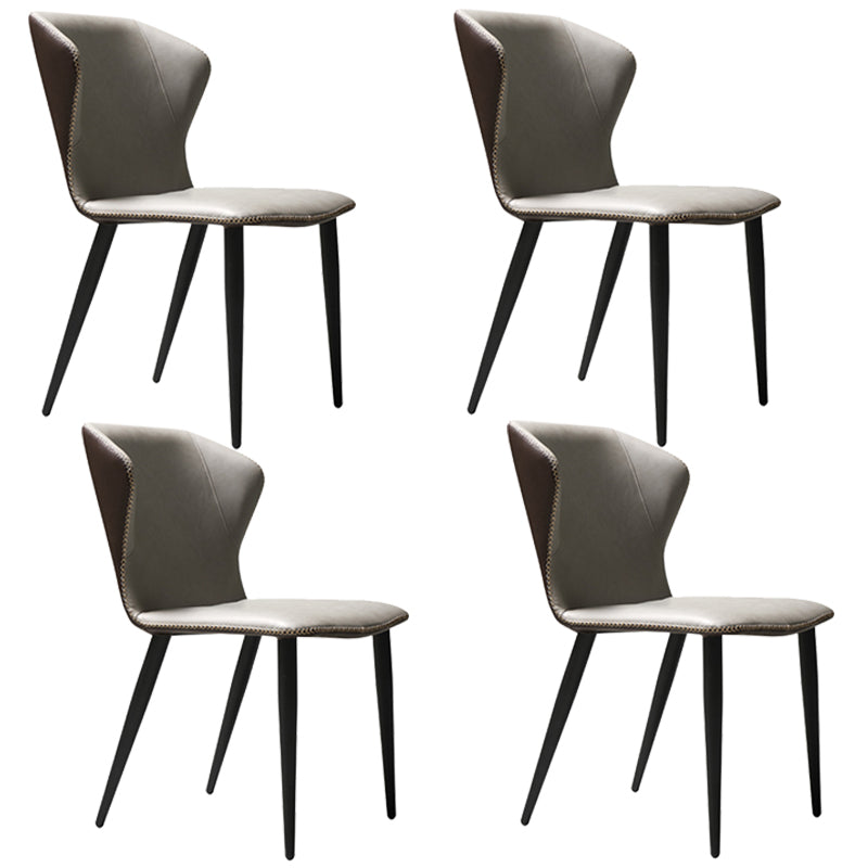 Sillas de comedor estilo moderno Sillas orejeras sin brazos para cocina con patas de metal