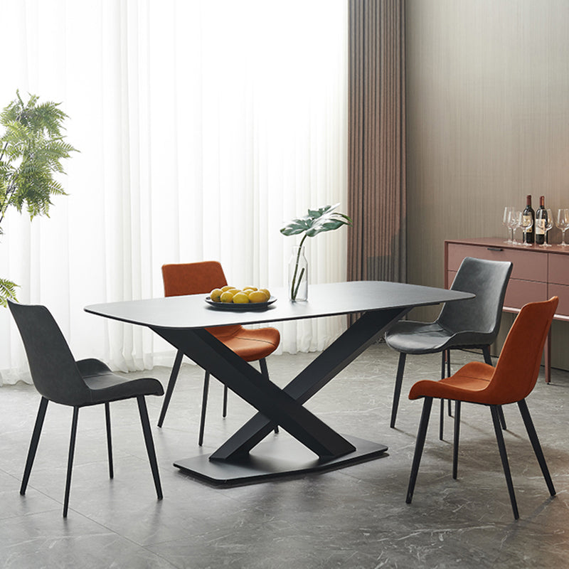 Sillas de comedor estilo moderno Sillas auxiliares sin brazos para cocina con patas de metal