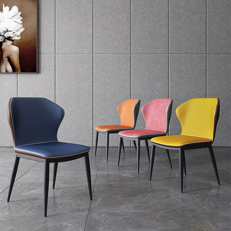 Contemporary Dining Chair Armless Metal Wingback Chairs for Kitchen