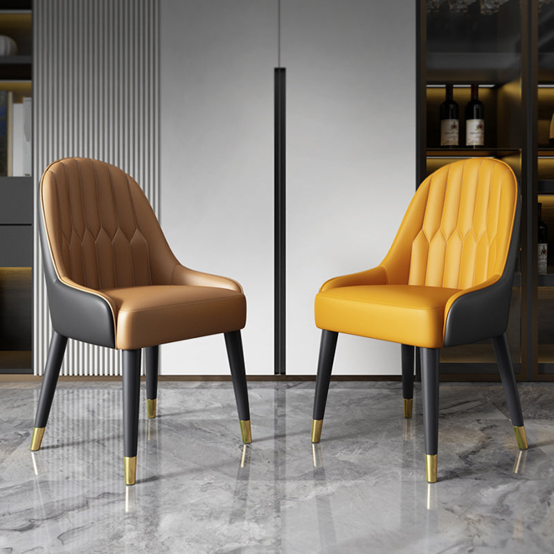 Silla de comedor de estilo nórdico, silla Parsons con brazo de metal para cocina