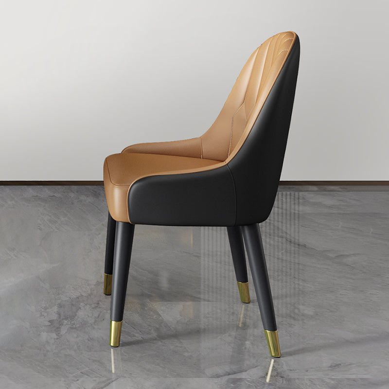Silla de comedor de estilo nórdico, silla Parsons con brazo de metal para cocina