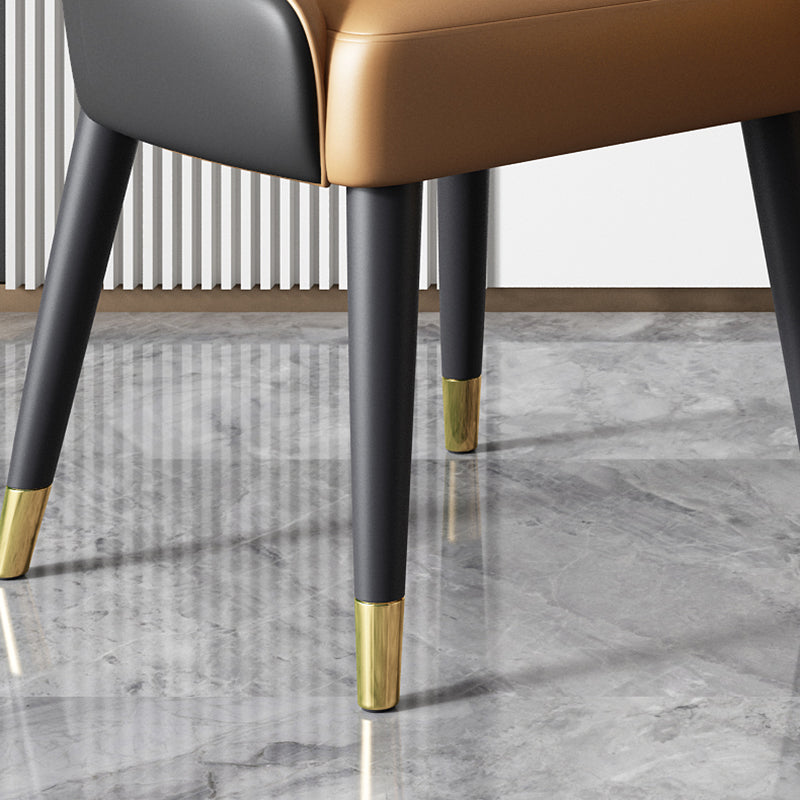 Silla de comedor de estilo nórdico, silla Parsons con brazo de metal para cocina