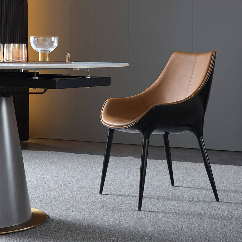 Modern Leather Dining Room Chair Arm Metal Dining Chairs for Restaurant