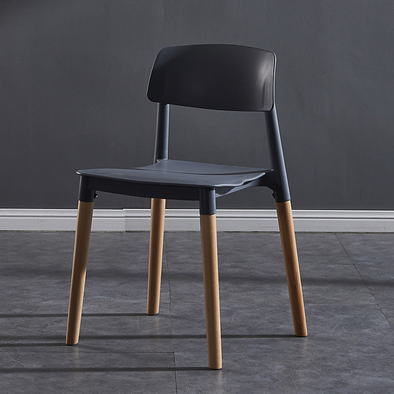 Scandinavian Wood Restaurant Side Chair Open Back Matte Finish Dining Chair