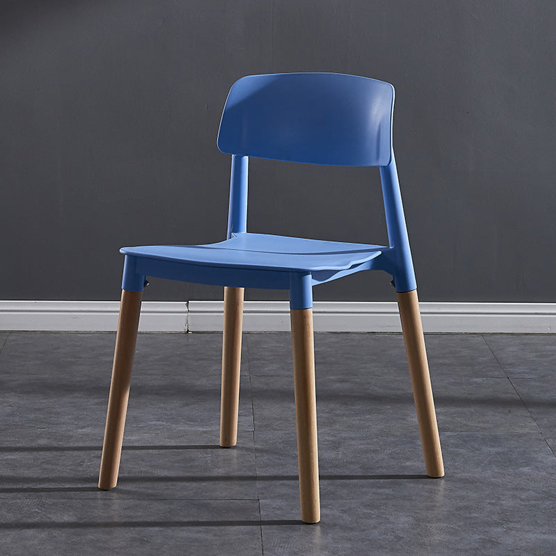 Scandinavian Wood Restaurant Side Chair Open Back Matte Finish Dining Chair