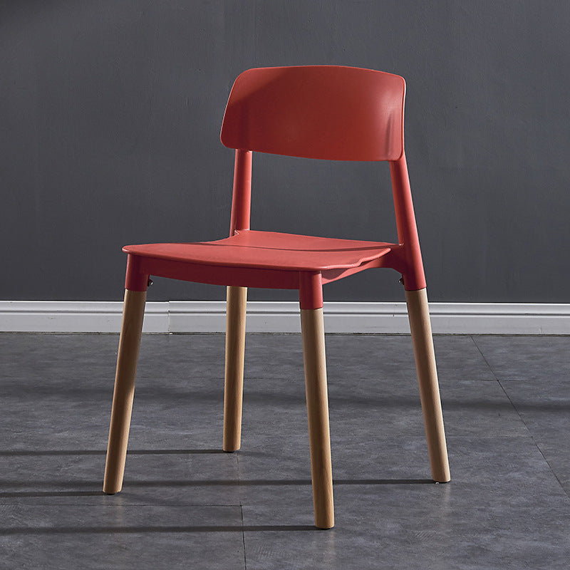 Scandinavian Wood Restaurant Side Chair Open Back Matte Finish Dining Chair