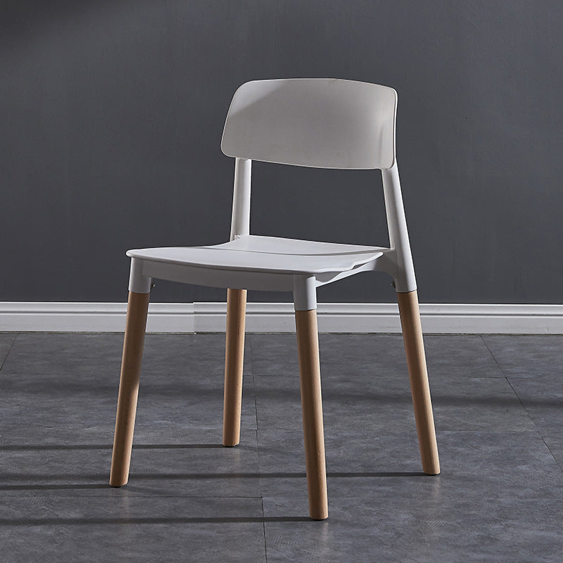 Scandinavian Wood Restaurant Side Chair Open Back Matte Finish Dining Chair
