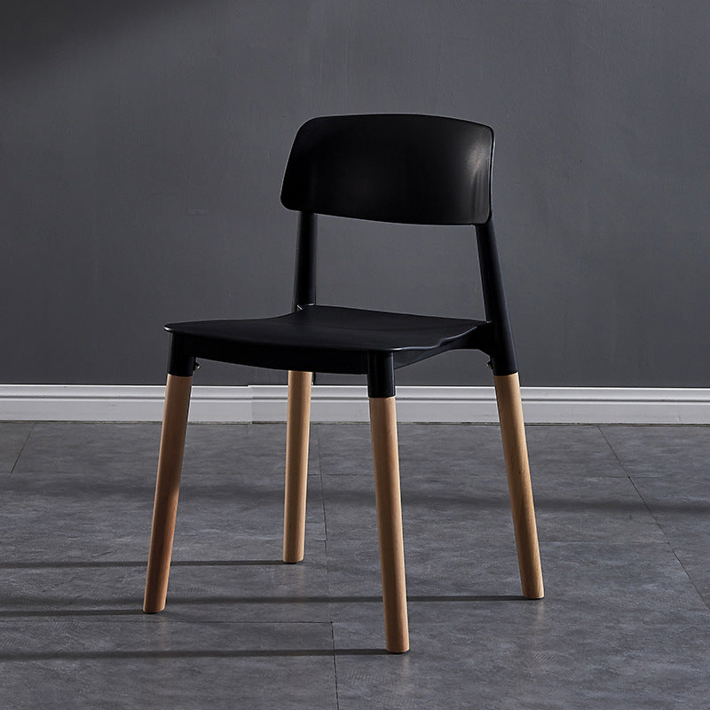 Scandinavian Wood Restaurant Side Chair Open Back Matte Finish Dining Chair