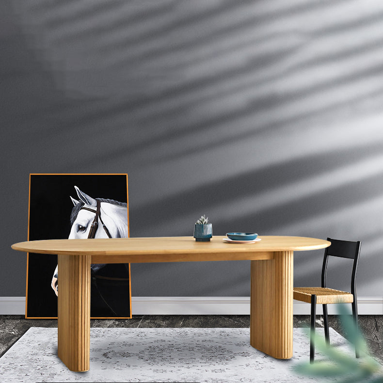 Mesa de madera sólida ovalada Simplicidad de doble pedestal para comedor para comedor