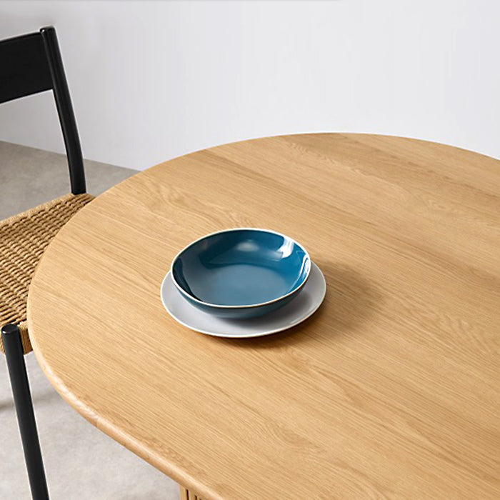 Mesa de madera sólida ovalada Simplicidad de doble pedestal para comedor para comedor