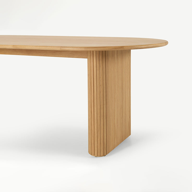 Mesa moderna de doble pedestal oval de madera de madera con madera maciza