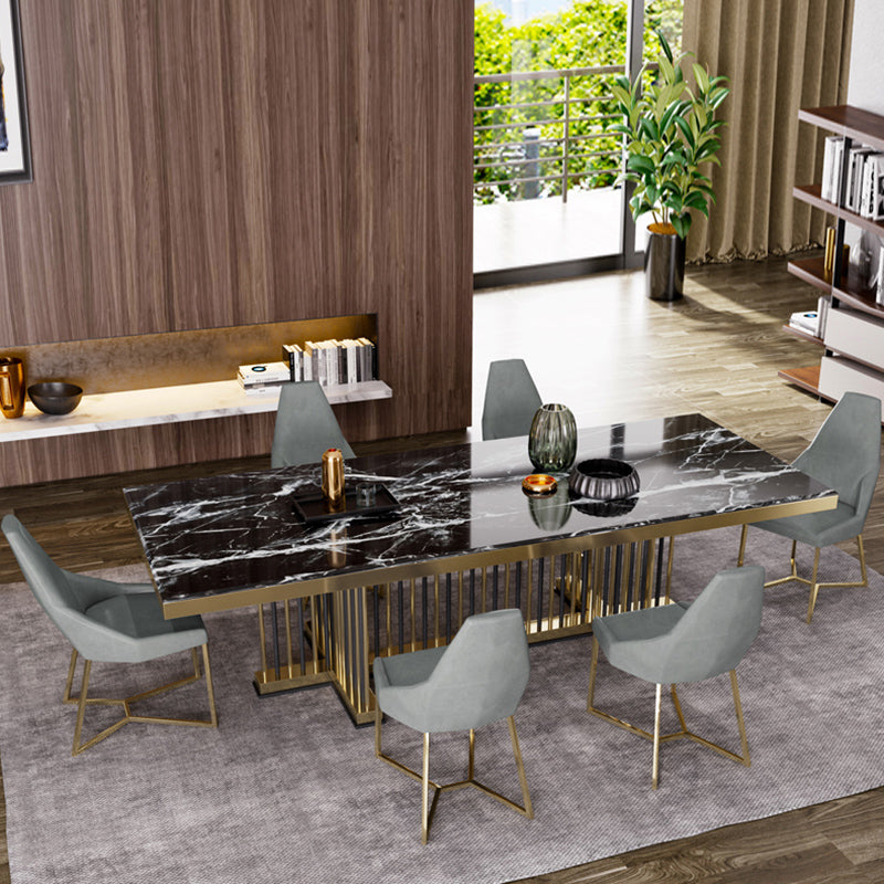 Glam Rectangle Shape Marble Dining Table Standard Dining Table for Kitchen